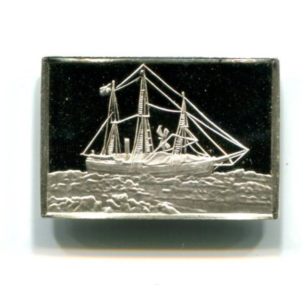 19th Century Norwegian Ship "Fram" 19mmx13mm .925 Sterling Silver Medal (b733)